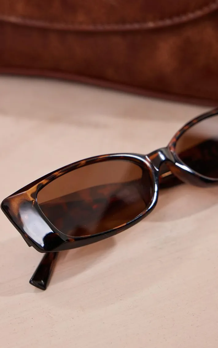Tortoiseshell Cat Eye Slim Sunglasses
