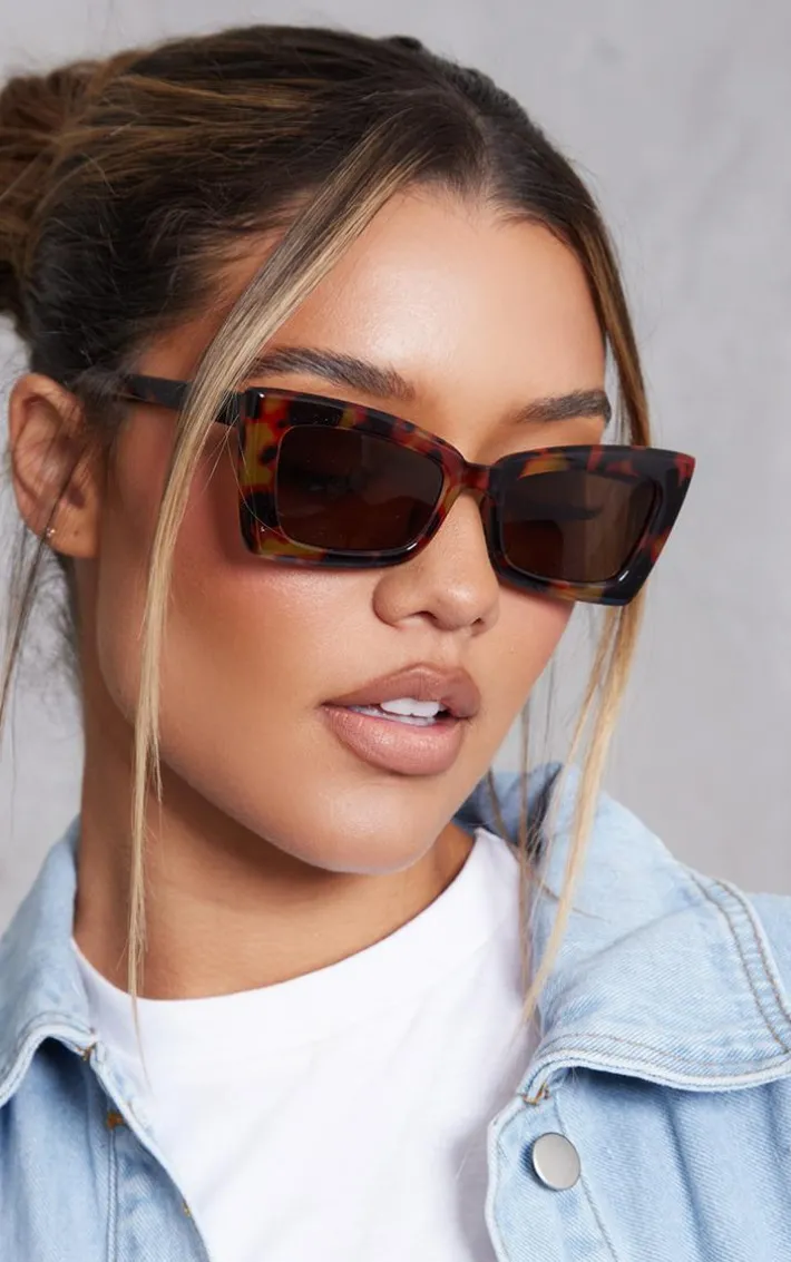 Tortoiseshell Chunky Flared Cat Eye Sunglasses