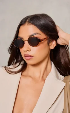 Tortoiseshell Frame Round Sunglasses