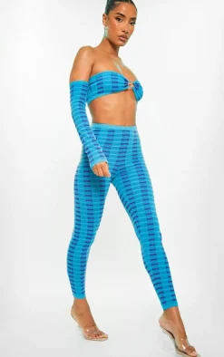 Turquoise Two Tone Square Knit Legging