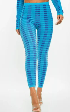 Turquoise Two Tone Square Knit Legging