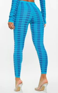 Turquoise Two Tone Square Knit Legging
