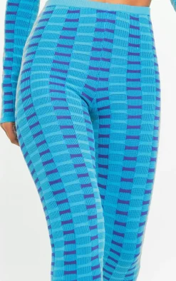 Turquoise Two Tone Square Knit Legging