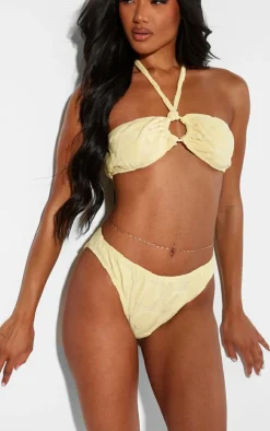Vanilla Burnout Flower Towelling High Leg Bikini Bottoms