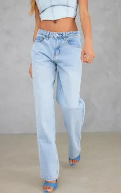 Vintage Bleach Wash Rigid Straight Leg Jeans