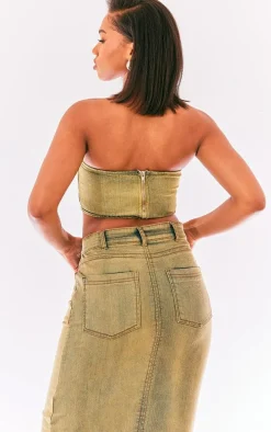 Vintage Bleach Wash Seam Detail Corset