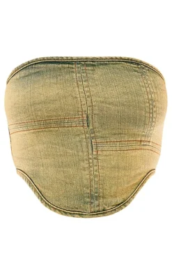 Vintage Bleach Wash Seam Detail Corset