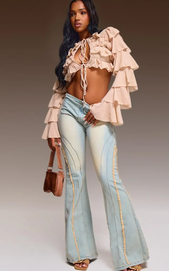 Vintage Distressed Seam Flared Jeans