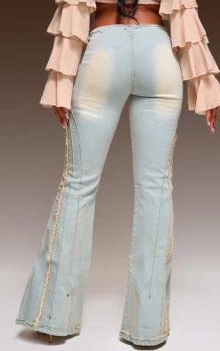 Vintage Distressed Seam Flared Jeans