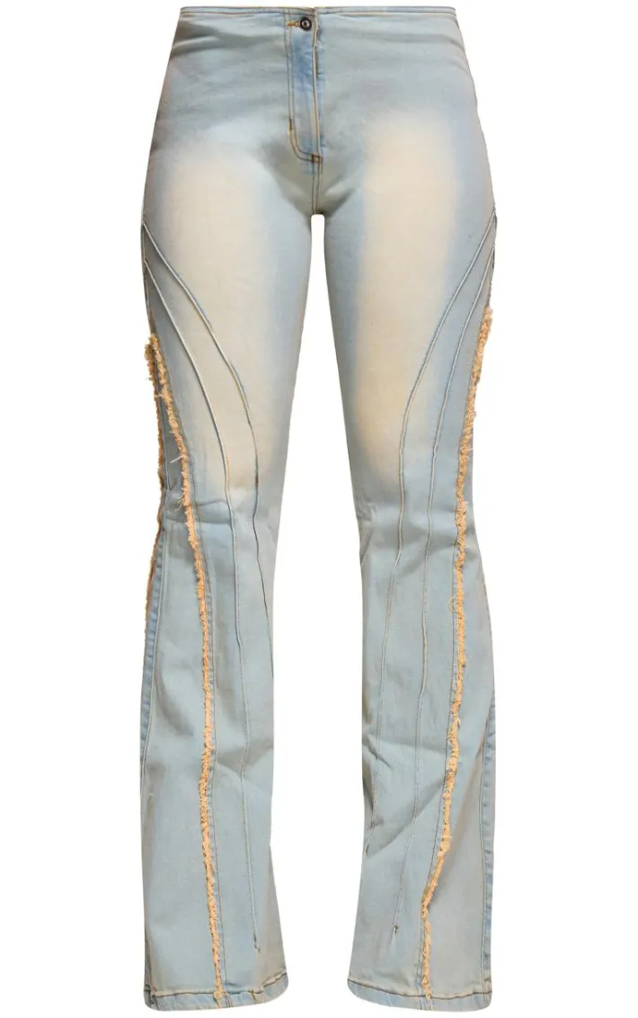 Vintage Distressed Seam Flared Jeans