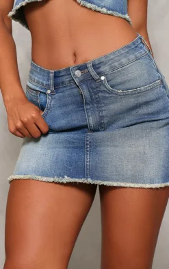 Vintage Raw Edge Denim Mini Skirt