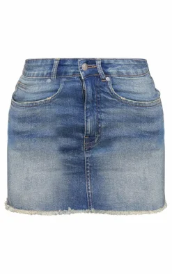 Vintage Raw Edge Denim Mini Skirt