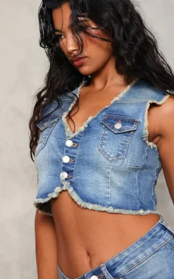 Vintage Raw Edge Denim Vest