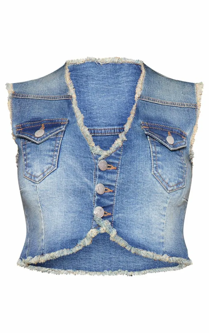 Vintage Raw Edge Denim Vest