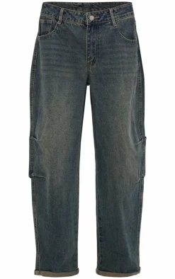 Vintage Turn Up Hem Barrel Style Jeans