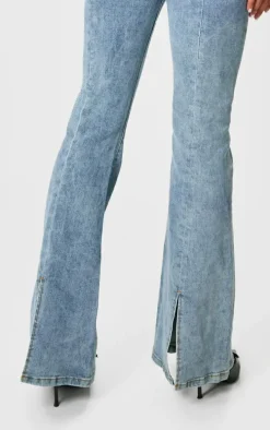 Vintage Wash Seam Back Split Hem Wide Leg Flares