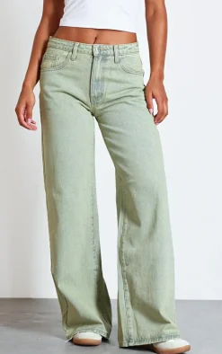 Vintage Wash Wide Leg Low Rise Jeans