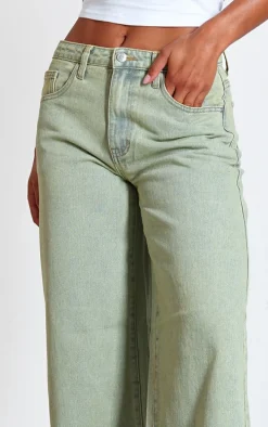 Vintage Wash Wide Leg Low Rise Jeans