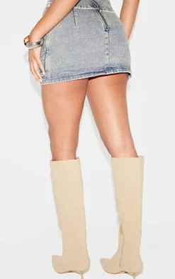 Vintage Washed Ruched Style Denim Mini Skirt