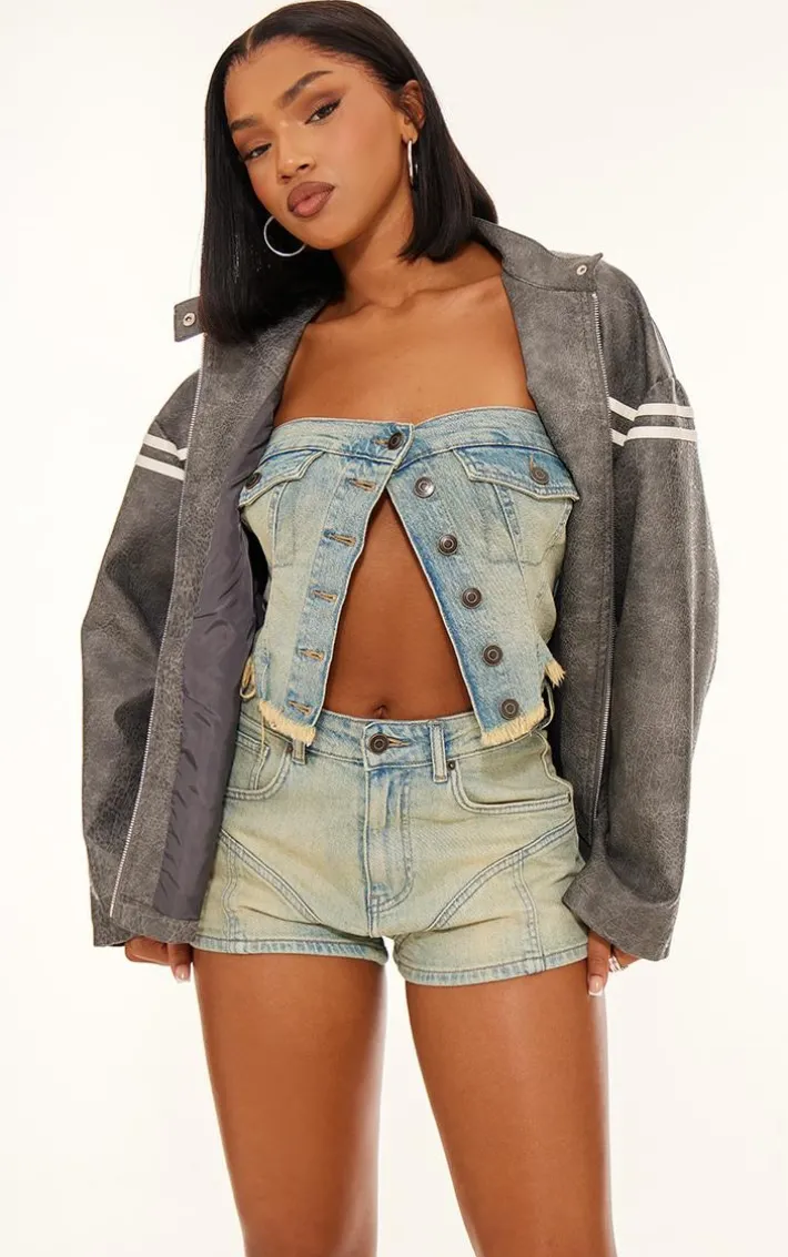 Vintage Western Seam Detail Denim Shorts