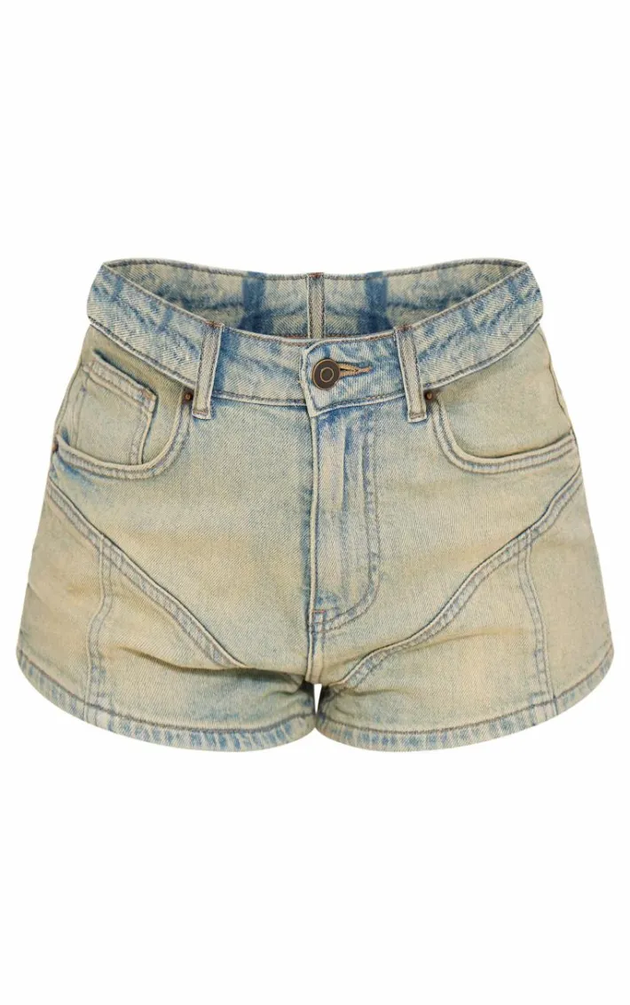 Vintage Western Seam Detail Denim Shorts