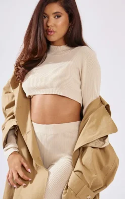 Warm Beige Hooded Oversized Woven Trench Coat