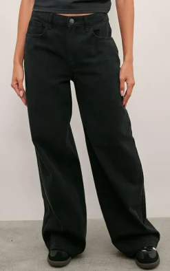 Washed Black Boyfriend Low Rise Jeans