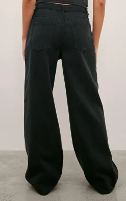 Washed Black Boyfriend Low Rise Jeans