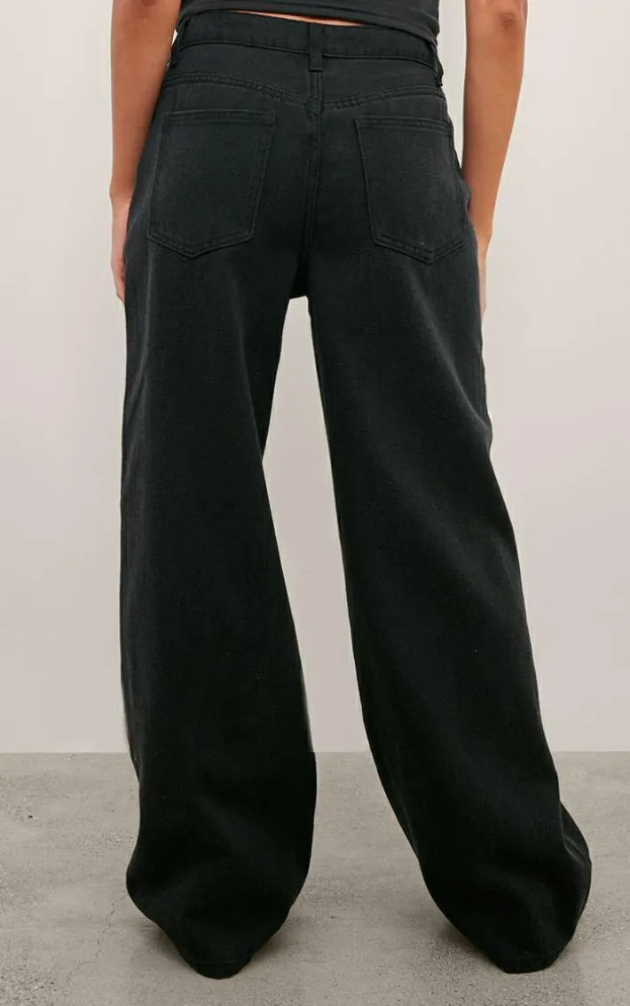 Washed Black Boyfriend Low Rise Jeans