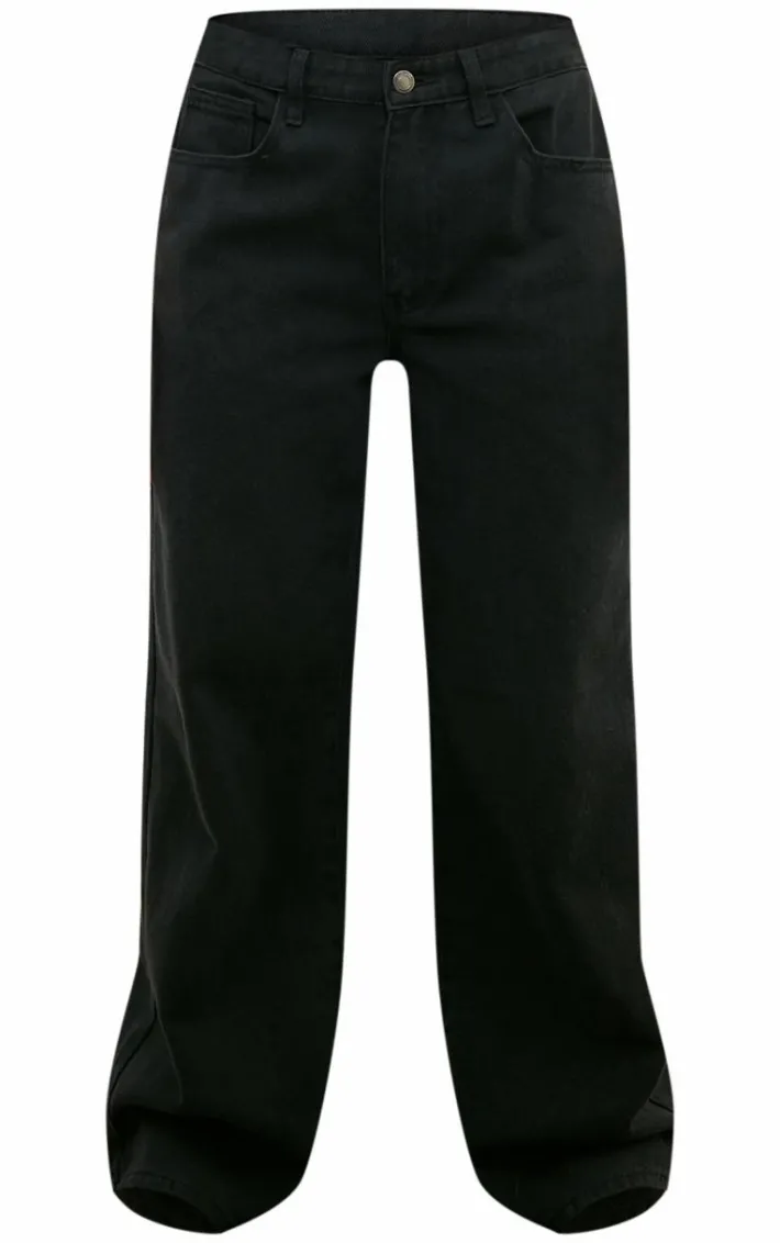 Washed Black Boyfriend Low Rise Jeans