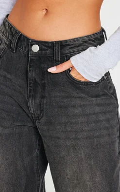 Washed Black Extreme Wide Leg Jeans