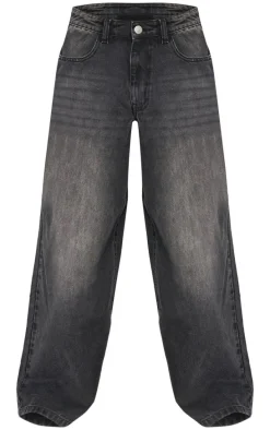 Washed Black Extreme Wide Leg Jeans