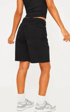 Washed Black Loose Fit Boyfriend Denim Short