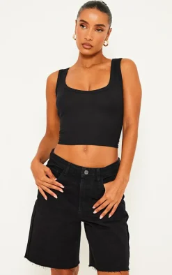 Washed Black Loose Fit Boyfriend Denim Short