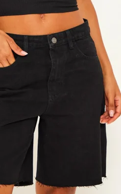 Washed Black Loose Fit Boyfriend Denim Short