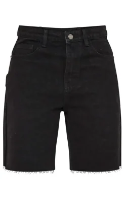 Washed Black Loose Fit Boyfriend Denim Short