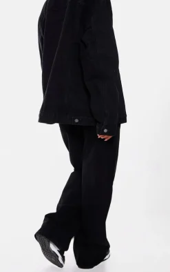 Washed Black Low Rise Faded Boyfriend Jeans