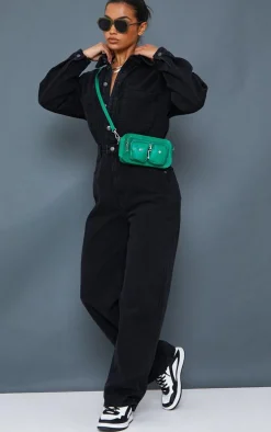 Washed Black Oversized Denim Boilersuit
