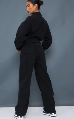 Washed Black Oversized Denim Boilersuit