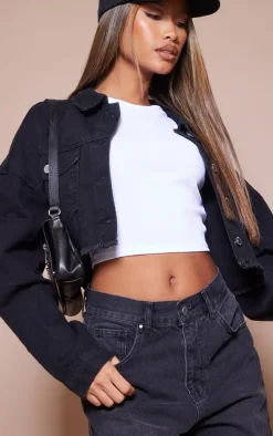 Washed Black Raw Hem Longline Denim Mom Shorts