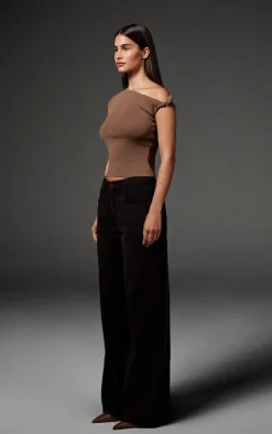 Washed Black Wide Leg Jeans