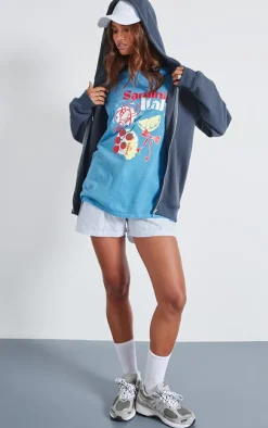 Washed Blue Sardinia Oversized T Shirt