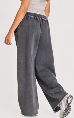 Washed Charcoal Extreme Oversized Slouchy Wide Leg Sweatpants