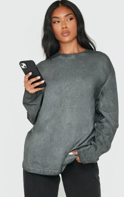 Washed Charcoal Premium Oversized T Shirt