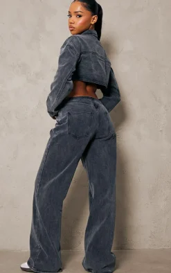 Washed Grey Cut Out Frayed Detail Denim Jumpsuit