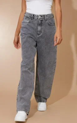 Washed Grey Dipped Back Waistband Boyfriend Jeans