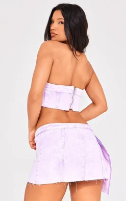 Washed Lilac Extreme Denim Bandeau Top