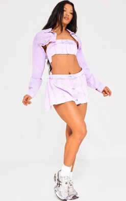 Washed Lilac Extreme Denim Bandeau Top