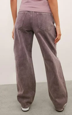Washed Mauve Baggy Low Rise Ripped Boyfriend Jeans