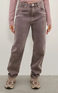 Washed Mauve High Waist Straight Leg Jeans